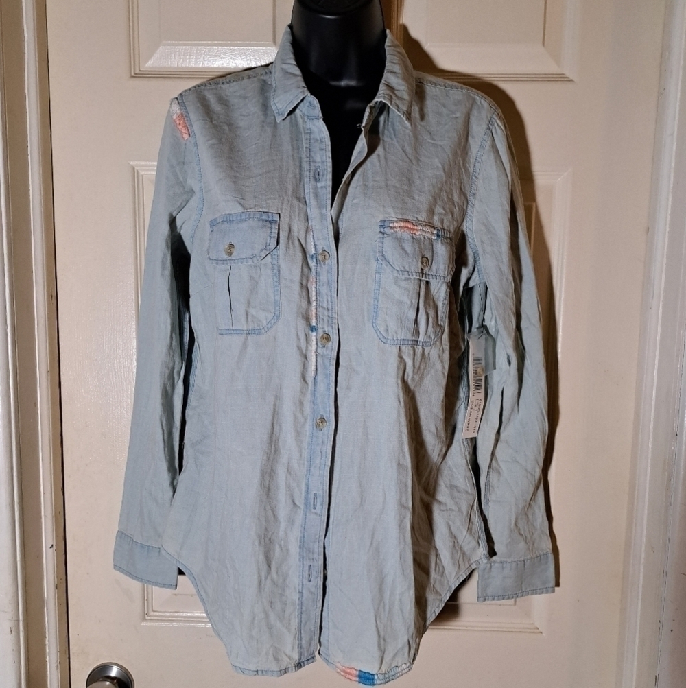 Tribal blouse NWT Button Down shirt size P/S